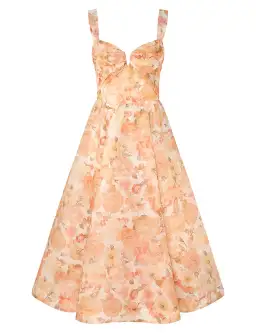 Zimmermann Rebellion Drape Midi Dress in Golden Bloom Size 1 / AU 10 for rent on The Volte - image 1
