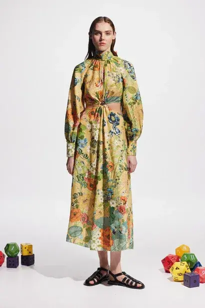 Alemais Cresida Cutout Midi Dress Multi Size 10 for rent on The Volte - main image