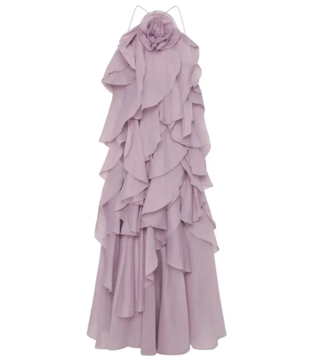 Aje Pandorea Layered Maxi Dress Purple Size AU 14 for rent on The Volte - main image