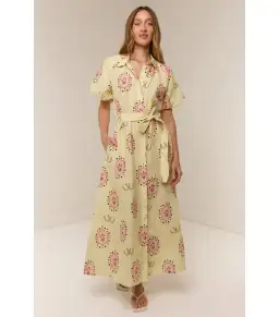 Palm Noosa Marla Maxi Dress in Savanna Tile Yellow Size AU 8 for rent on The Volte - image 1