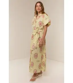 Palm Noosa Marla Maxi Dress in Savanna Tile Yellow Size AU 8 for rent on The Volte - image 2