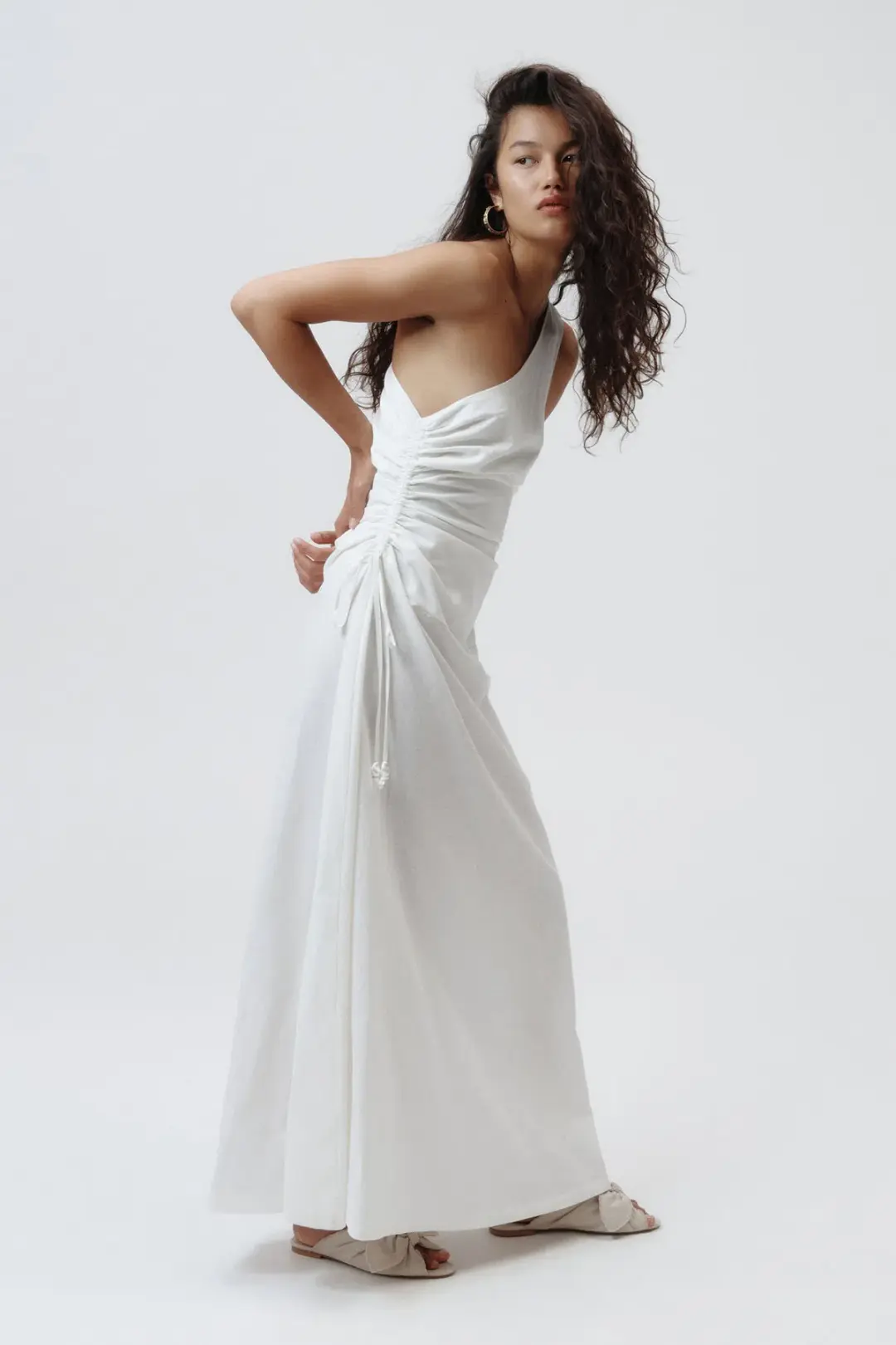 Aje White Daze One Shoulder Maxi Dress White Size AU 6 for rent on The Volte - main image