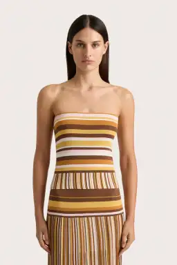 Faithfull Citara Strapless Top & Maxi Skirt Set in Cocoa Size 8 for rent on The Volte - image 2