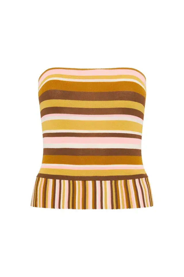 Faithfull Citara Strapless Top & Maxi Skirt Set in Cocoa Size 8 for rent on The Volte - main image