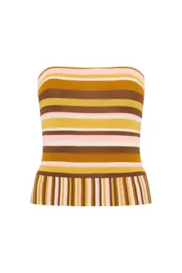 Faithfull Citara Strapless Top & Maxi Skirt Set in Cocoa Size 8 for rent on The Volte - image 4