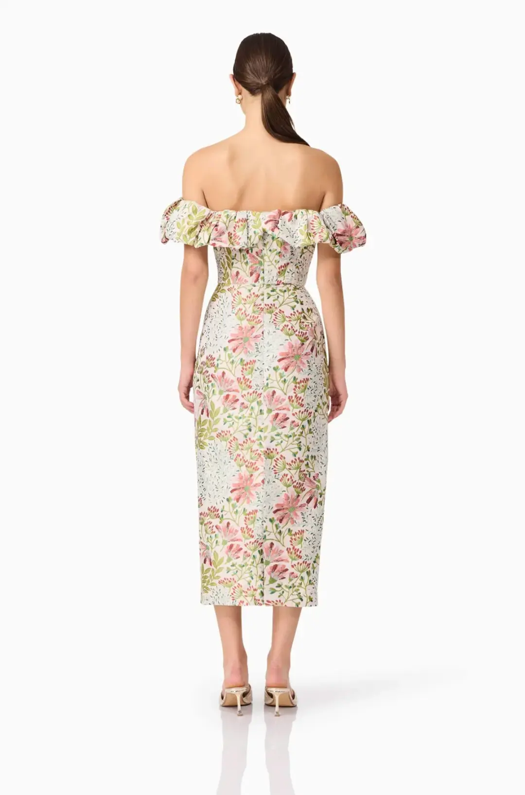 Elliatt Calaantha Off The Shoulder Midi Dress in Floral Size AU 8/S for rent on The Volte - main image