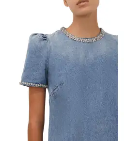 Zimmermann Crush Embellished Denim Mini Dress Blue Size 0 / AU 8 for rent on The Volte - image 3