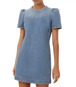 Zimmermann Crush Embellished Denim Mini Dress Blue Size 0 / AU 8 for rent on The Volte - image 4