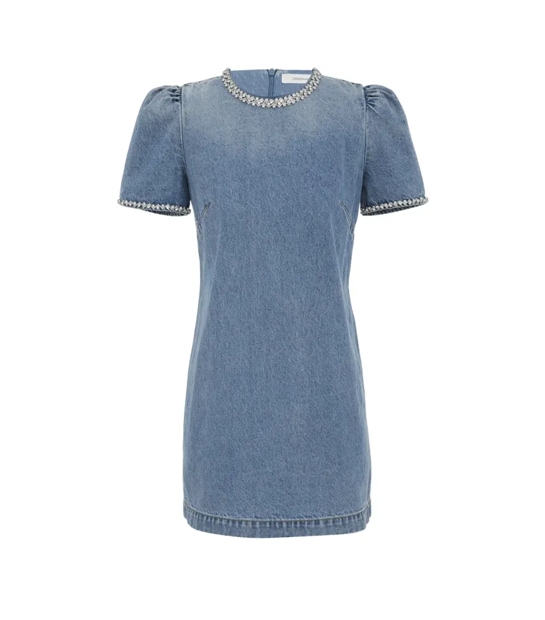 Zimmermann Crush Embellished Denim Mini Dress Blue Size 0 / AU 8 for rent on The Volte - main image