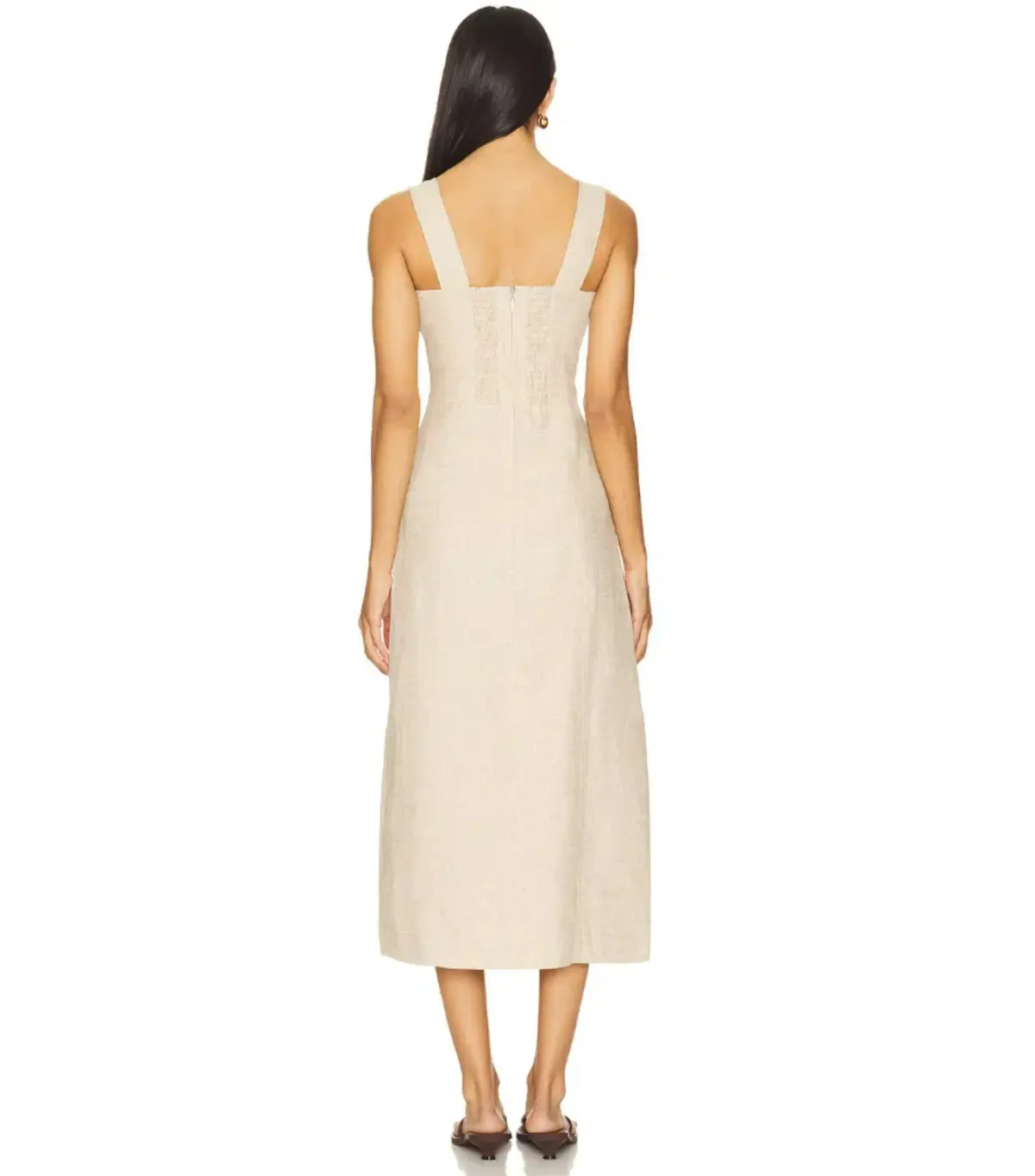 Aje Morgan Midi Dress Beige Size AU 14 - Image 3