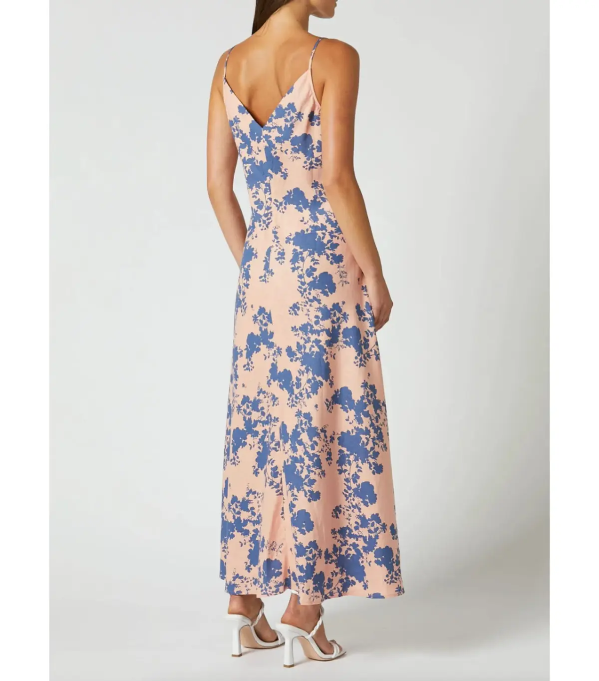 Scanlan Theodore Linen Floral Slip Maxi Dress Coral Size AU 6 - Image 2