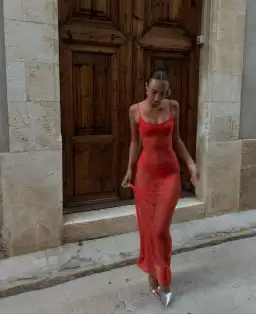 Natalie Rolt Giana Dress in Tangerine Lace for rent on The Volte - image 1