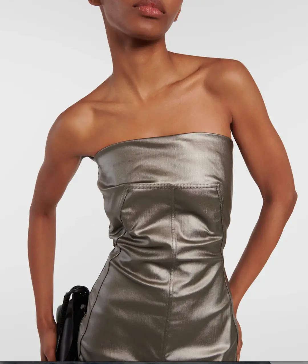Rick Owens Lido Denim Bustier Gown Gun Metal Size 8 for rent on The Volte - main image
