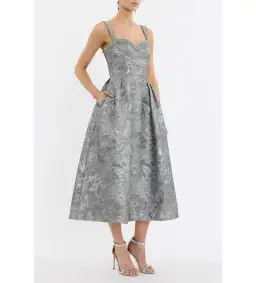 Rebecca Vallance Sterling Midi Dress Silver Size 10 for rent on The Volte - image 1