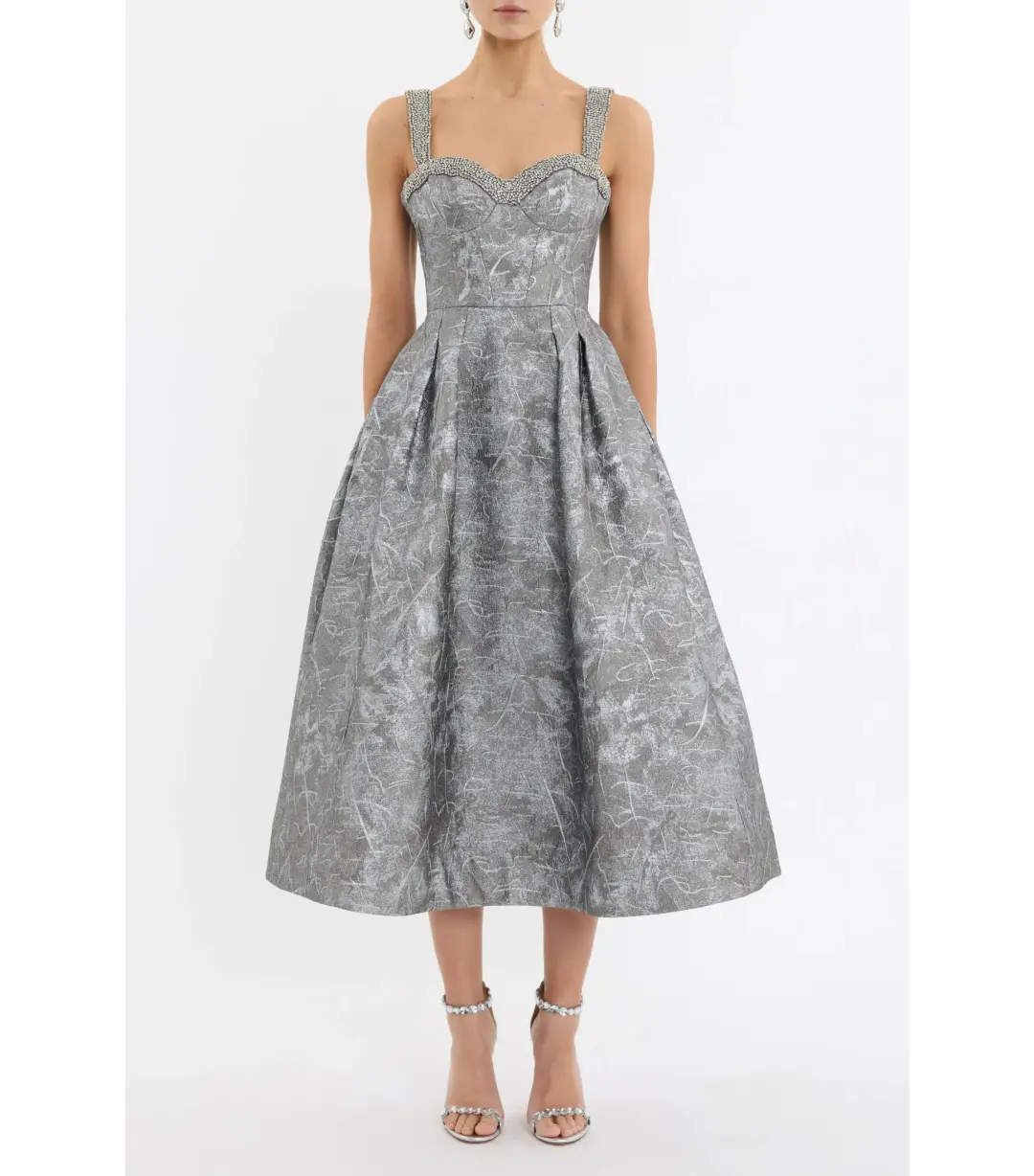 Rebecca Vallance Sterling Midi Dress Grey Size AU 12 for rent on The Volte - main image
