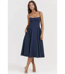 House of CB Samaria Corset Sundress French Navy Size L / AU 12 for rent on The Volte - image 3