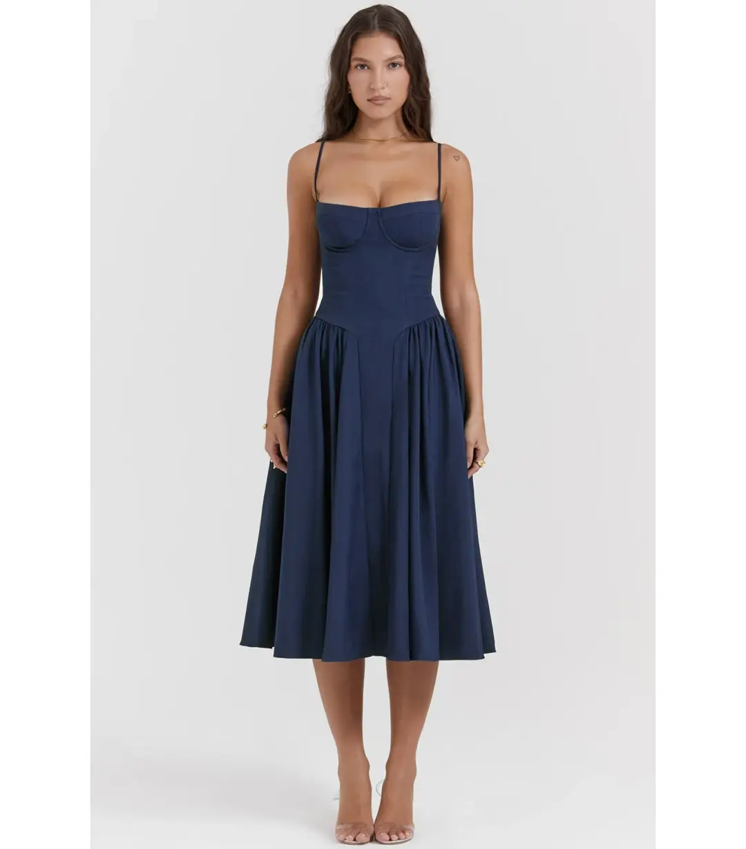 House of CB Samaria Corset Sundress French Navy Size L / AU 12 for rent on The Volte - main image