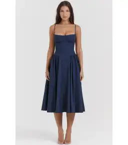 House of CB Samaria Corset Sundress French Navy Size L / AU 12 for rent on The Volte - image 1