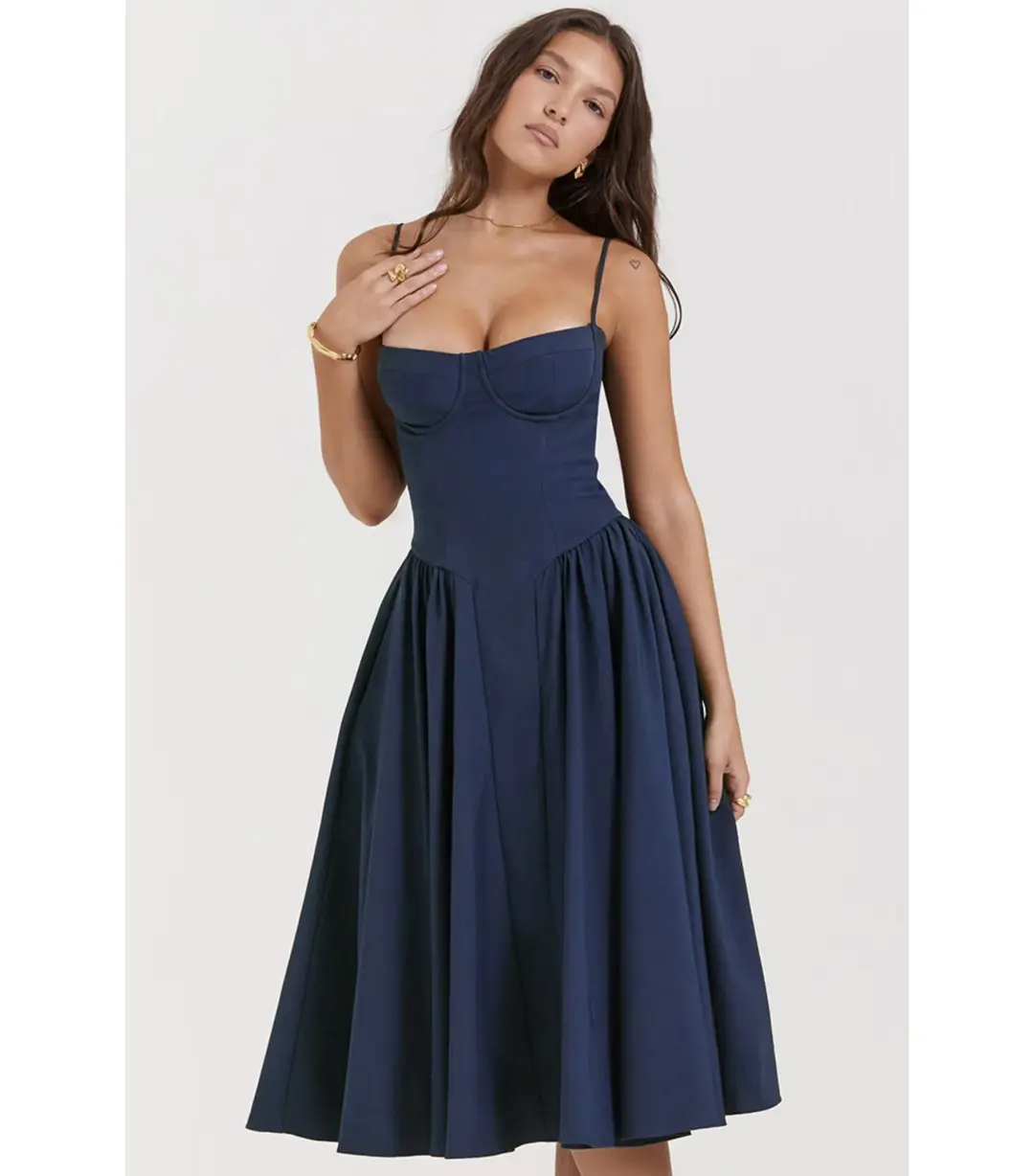 House of CB Samaria Corset Sundress French Navy Size L / AU 12 for rent on The Volte - main image