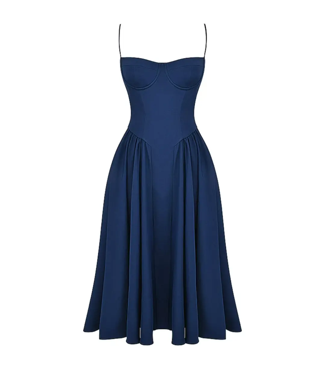 House of CB Samaria Corset Sundress French Navy Size L / AU 12 for rent on The Volte - main image