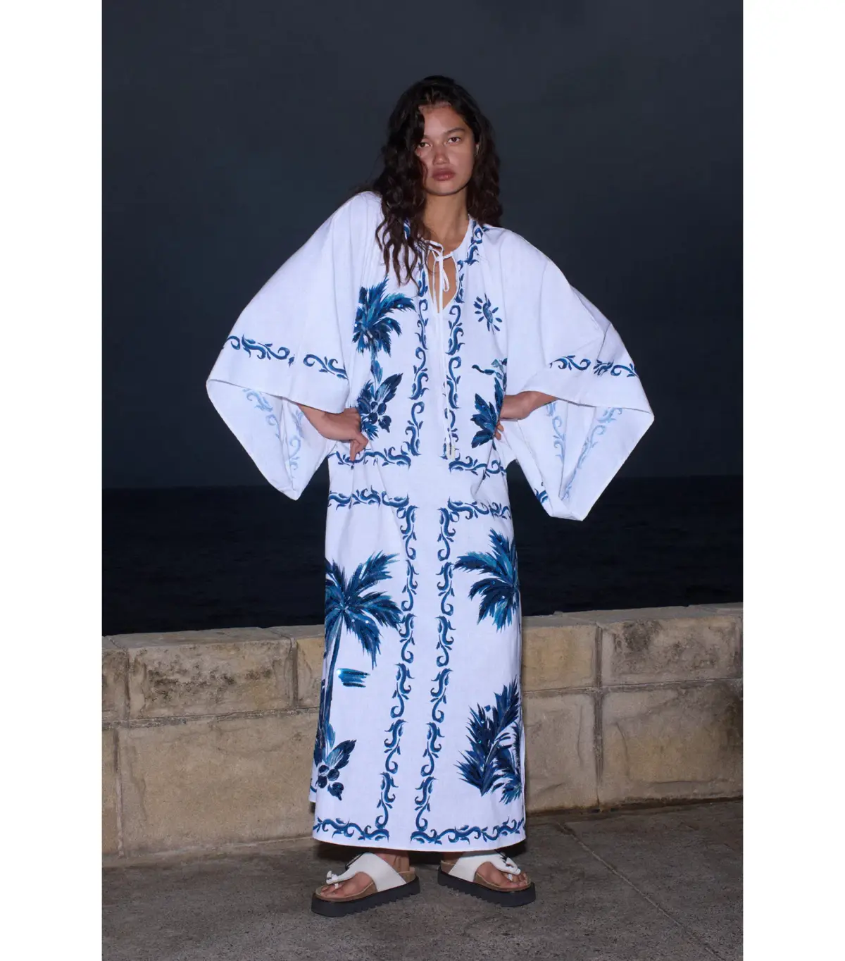 Hansen And Gretel Kiera Kaftan Midi Dress Hawaii Blue Size AU 10 - Image 2