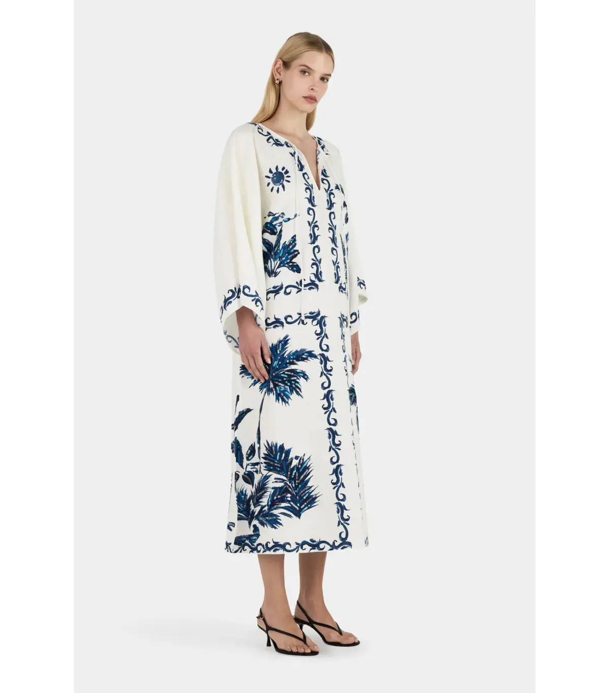 Hansen And Gretel Kiera Kaftan Midi Dress Hawaii Blue Size AU 10 - Image 3