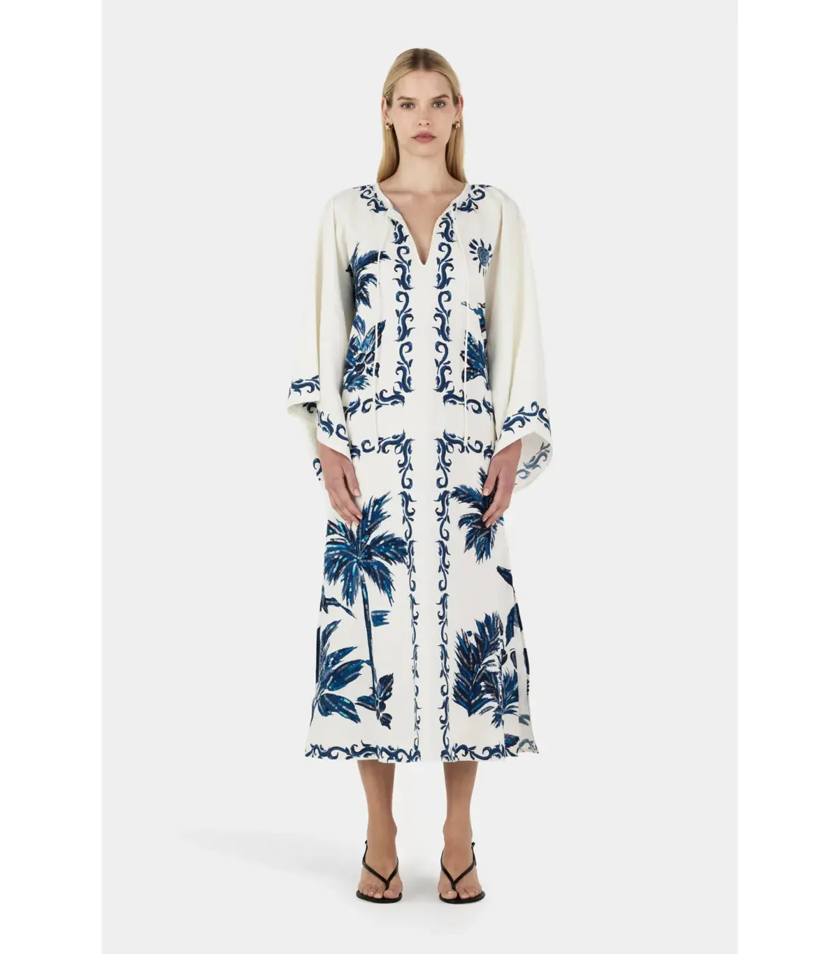 Hansen And Gretel Kiera Kaftan Midi Dress Hawaii Blue Size AU 10 - Image 1