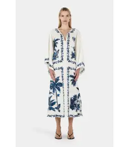 Hansen And Gretel Kiera Kaftan Midi Dress Hawaii Blue Size AU 10 for rent on The Volte - image 1