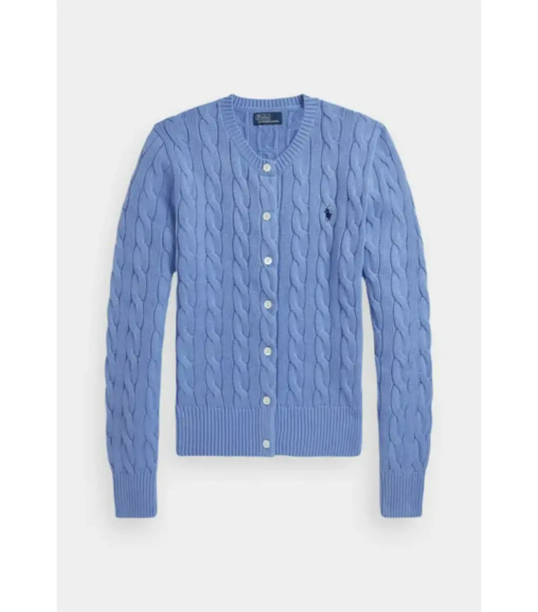 Polo Ralph Lauren Cable-knit Cotton Crewneck Cardigan Blue Size AU 8 for rent on The Volte - main image