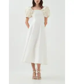 Aje Twyla Midi Dress Ivory Size AU 8 for rent on The Volte - image 1