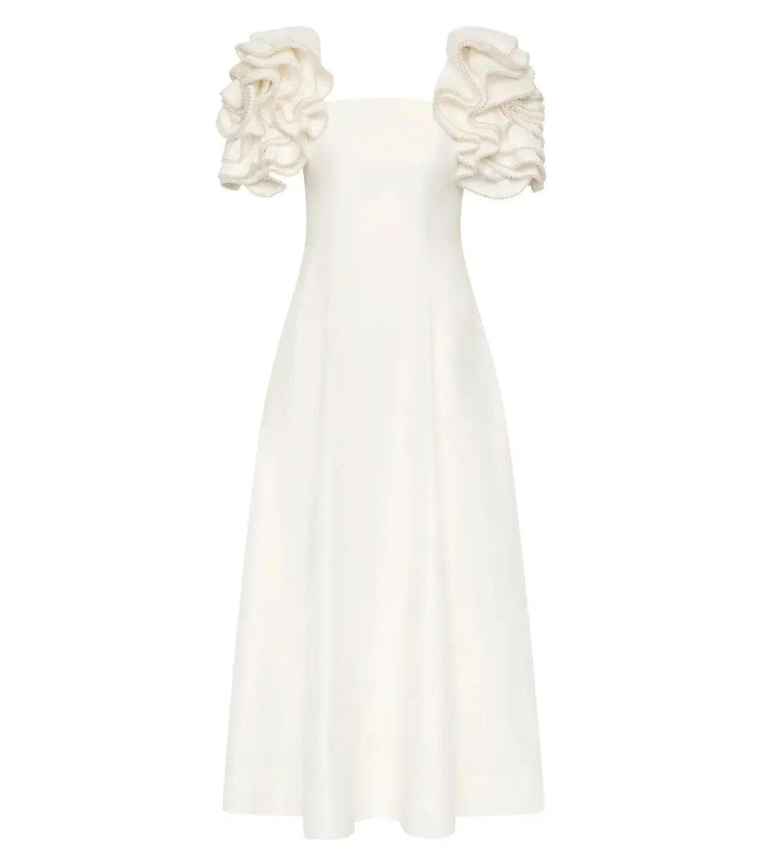 Aje Twyla Midi Dress Ivory Size AU 8 for rent on The Volte - main image