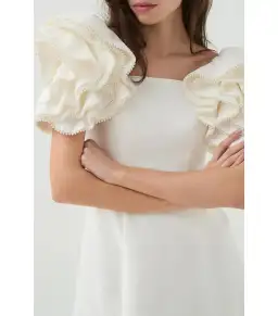 Aje Twyla Midi Dress Ivory Size AU 8 for rent on The Volte - image 2