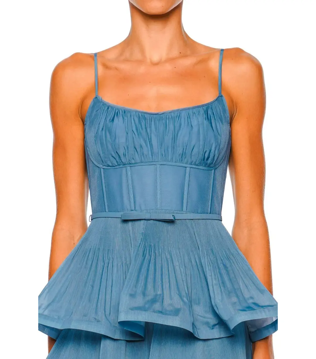 Zimmermann Pleated Tiered Midi Dress Deep Blue Size 1 / AU 10 for rent on The Volte - main image