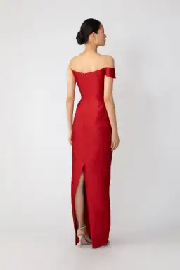 Sau Lee Jackson Jacquard Maxi Gown Red Size AU 8 for rent on The Volte - image 2