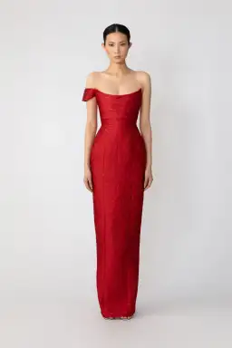 Sau Lee Jackson Jacquard Maxi Gown Red Size AU 8 for rent on The Volte - image 1