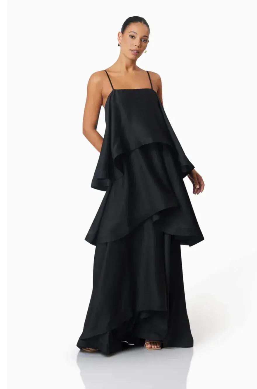 Elliatt Tilly Tiered Maxi Dress Black Size AU 12 for rent on The Volte - main image