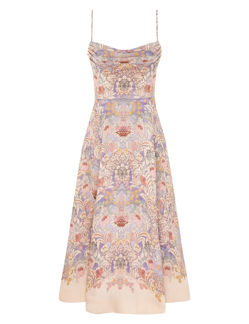 Zimmermann Rebellion Tuck Midi Dress Blue Floral Size 2 / AU 12 for rent on The Volte - main image