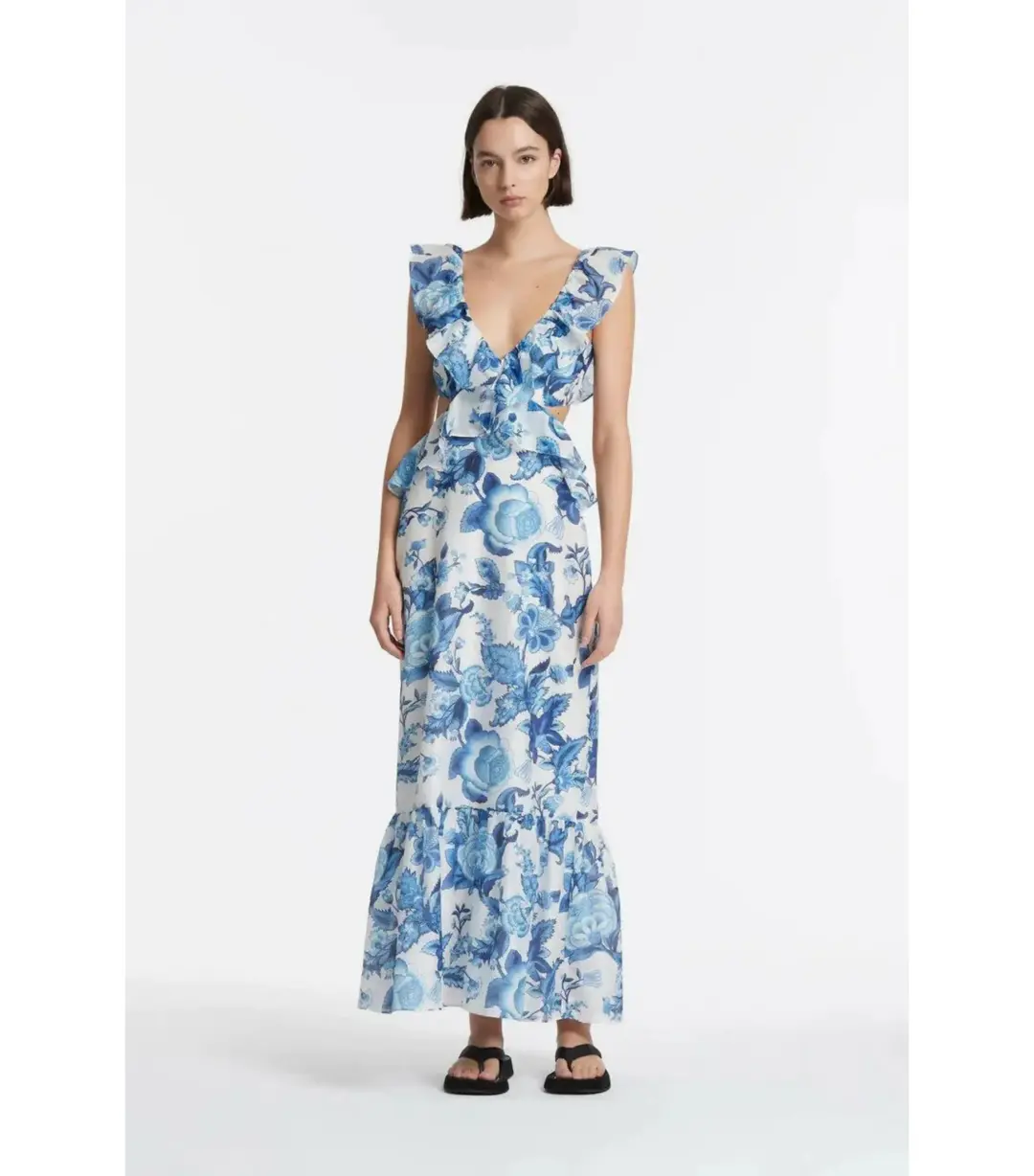 Sir the label Amaris Frill Midi Dress Floral Size AU 6 for rent on The Volte - main image