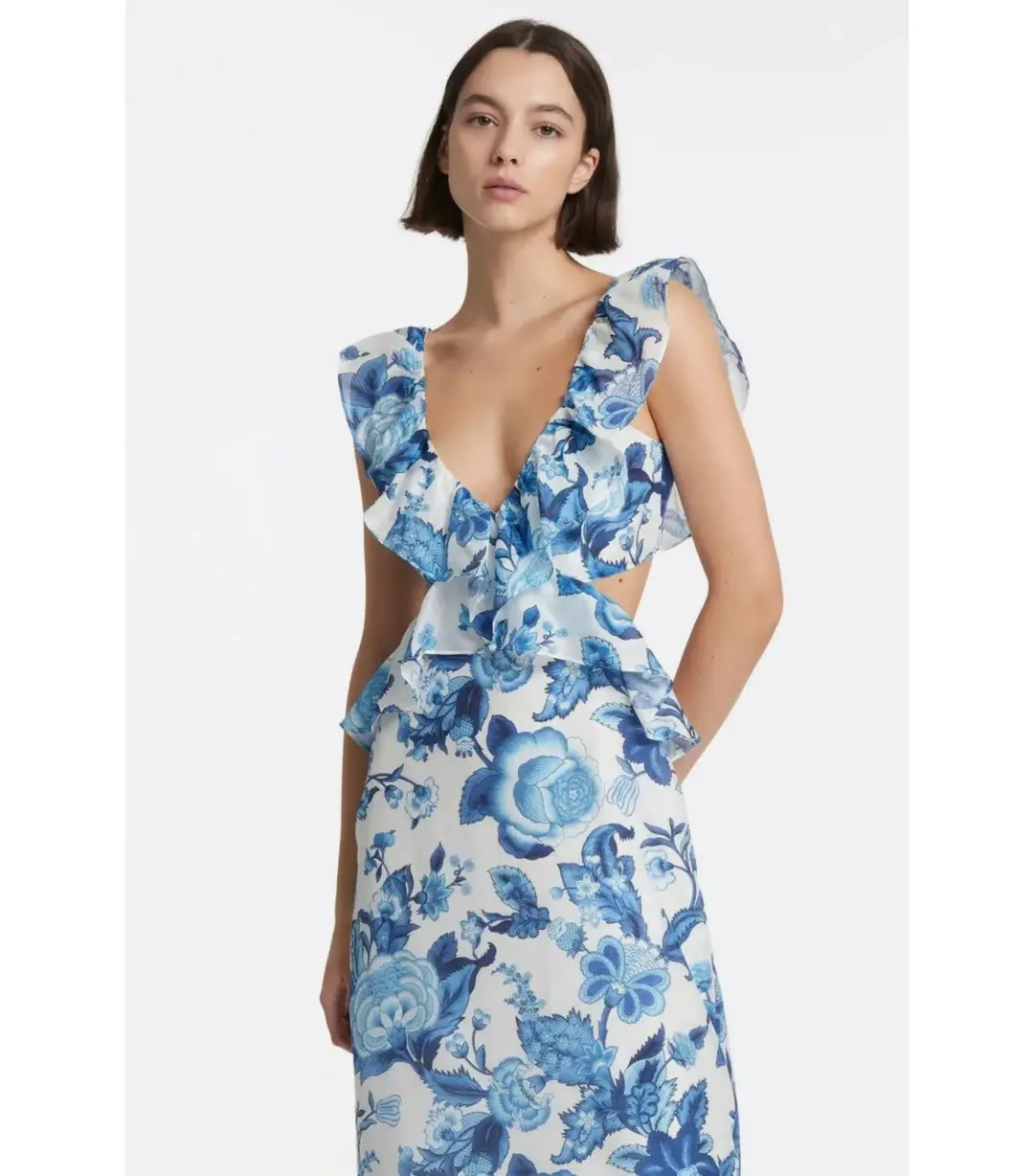Sir the label Amaris Frill Midi Dress Floral Size AU 6 for rent on The Volte - main image