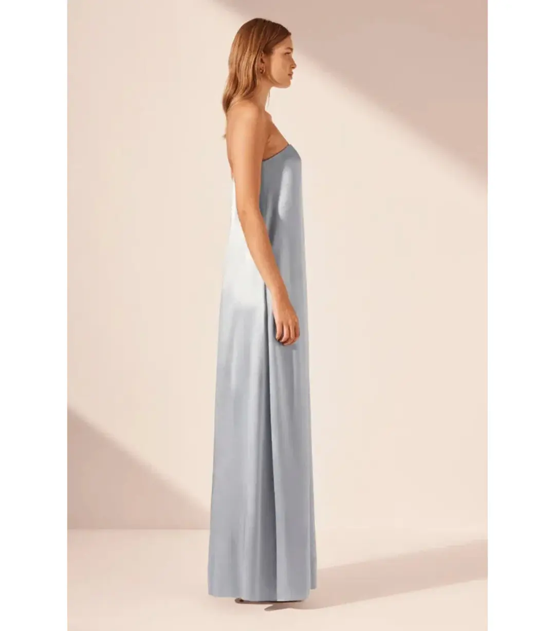 Shona Joy La Lune Strapless Column Maxi Dress Powder Blue Size AU 10 for rent on The Volte - main image