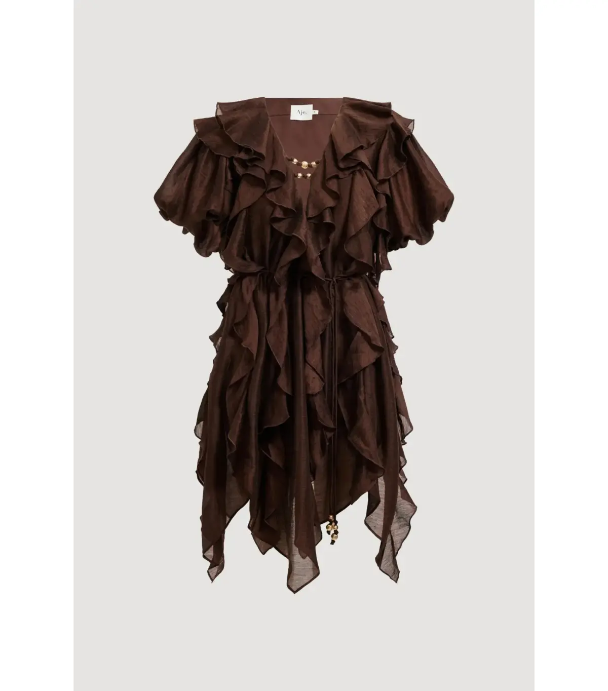 Aje Voyager Mini Dress Chocolate Size AU 6 - Image 3
