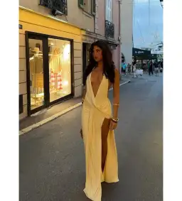 Natalie Rolt Winona Maxi Gown in Lemon Size XS / AU 6