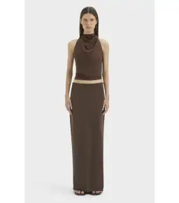 Sir the Label Rioja Halter Scarf Top and Mattheo Midi Skirt Brown Size 0 / AU 6