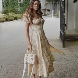 HOUSE OF CB TALLULAH Lemon Floral Puff Sleeve Midi Sundress for rent on The Volte - image 1