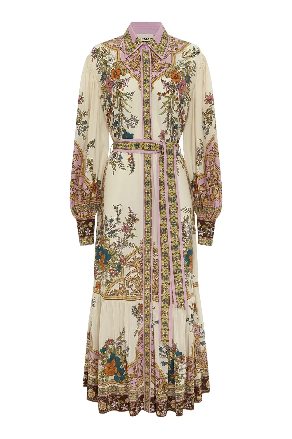 Alemais Antoinette Floral-print Chiffon Maxi Shirt Dress Cream Size 12 for rent on The Volte - main image