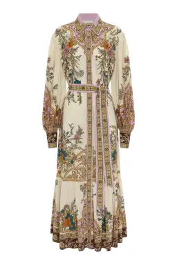 Alemais Antoinette Floral-print Chiffon Maxi Shirt Dress Cream Size 12 for rent on The Volte - image 2