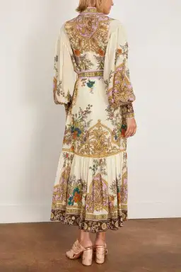 Alemais Antoinette Floral-print Chiffon Maxi Shirt Dress Cream Size 12 for rent on The Volte - image 3