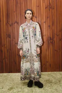 Alemais Antoinette Floral-print Chiffon Maxi Shirt Dress Cream Size 12 for rent on The Volte - image 4