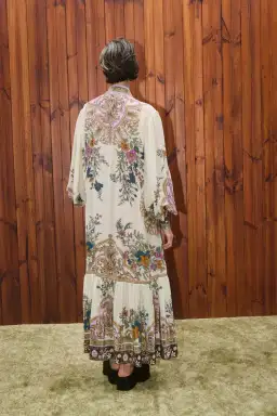 Alemais Antoinette Floral-print Chiffon Maxi Shirt Dress Cream Size 12 for rent on The Volte - image 5