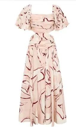 AJE Marianne Midi Dress Ruched Cutout Whimsical Dove for rent on The Volte - image 4